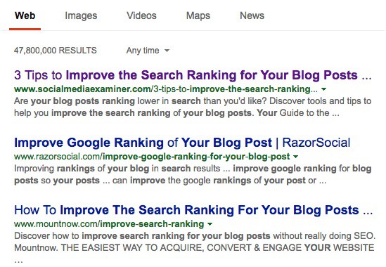 Search ranking for your blog post