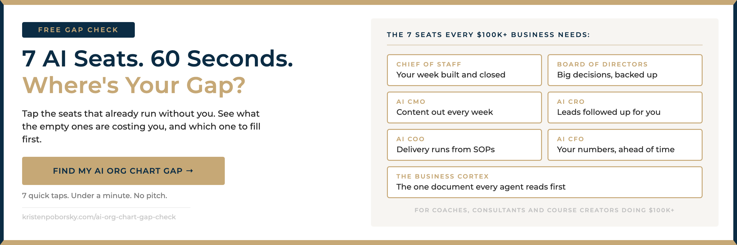Find your AI org chart gap: free 60-second Gap Check from Kristen Poborsky