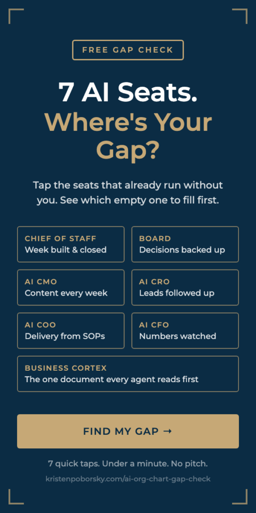 Find your AI org chart gap: free 60-second Gap Check from Kristen Poborsky